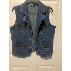 Studio West Denim‎ Jean Jacket VTG Coat Blue Women's Large Embroidered Cowboy